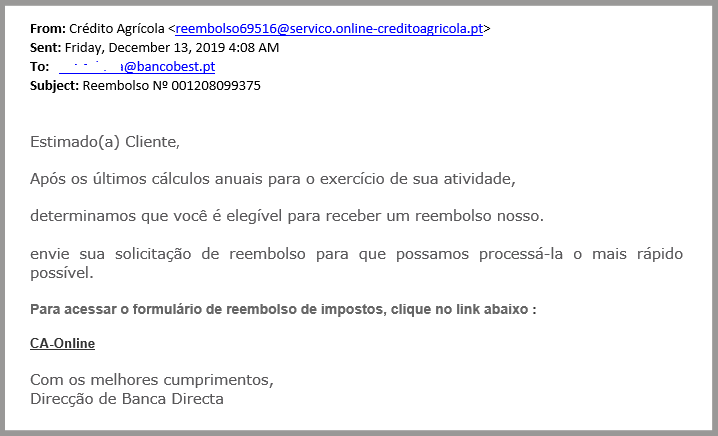 Tentativa de Phishing 122019