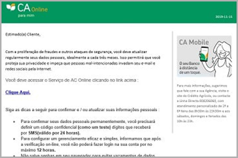 Ataque Phishing Novembro 2019